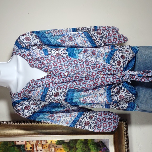 Fig and Flower Chiffon Floral Print Blouse - Picture 1 of 5